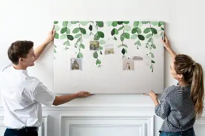 Memobord van kurk Wandcompositie met bladeren
