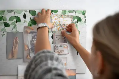 Memobord van kurk Wandcompositie met bladeren
