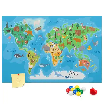 Kurk prikbord met cartoonkaart