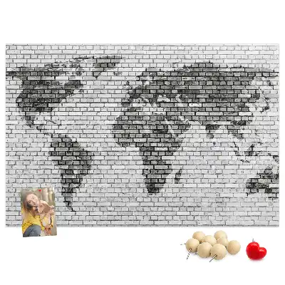 Kurk prikbord Bakstenen wereldmotief