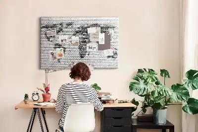 Kurk prikbord Bakstenen wereldmotief