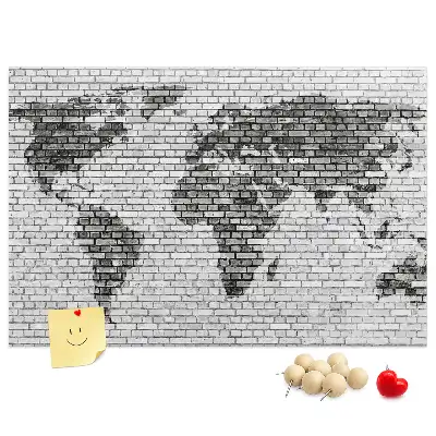 Kurk prikbord Bakstenen wereldmotief