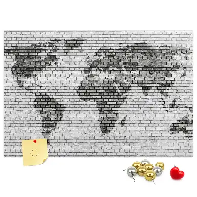 Kurk prikbord Bakstenen wereldmotief