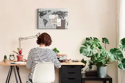 Kurk prikbord Bakstenen wereldmotief