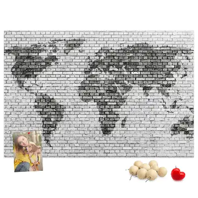 Kurk prikbord Bakstenen wereldmotief