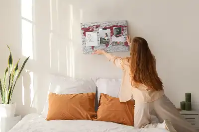 Memobord van kurk Bakstenen muur met kaart