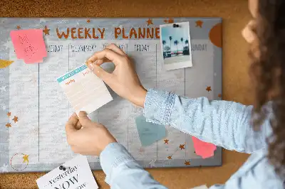 Memobord van kurk Takenorganizer voor een week
