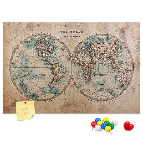 Memobord van kurk Wereld wereldbol kaart