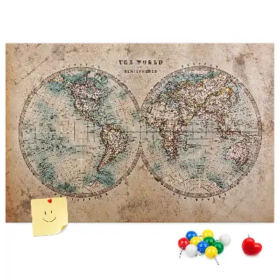 Kurk memobord wereldkaart wereldbol