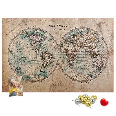 Memobord van kurk Wereld wereldbol kaart