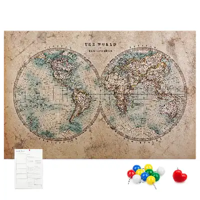 Memobord van kurk Wereld wereldbol kaart