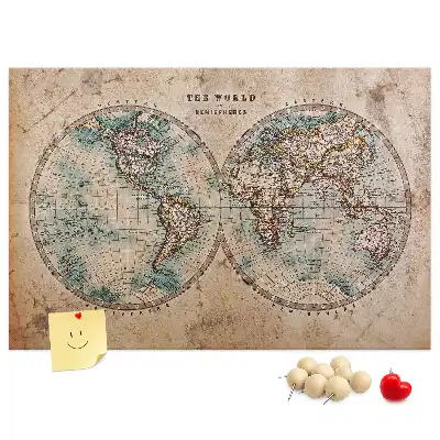 Memobord van kurk Wereld wereldbol kaart