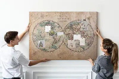 Memobord van kurk Wereld wereldbol kaart