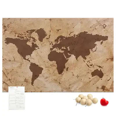 Memobord van kurk Wereldatlas in vintage stijl