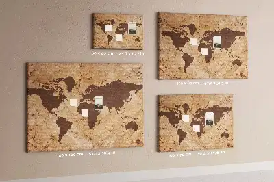 Memobord van kurk Wereldatlas in vintage stijl