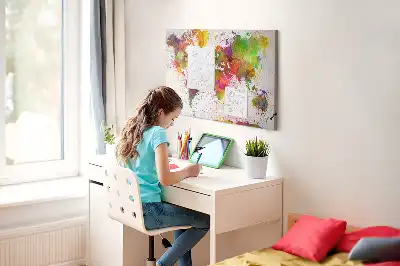 Memobord van kurk Aquarel geschilderde continenten