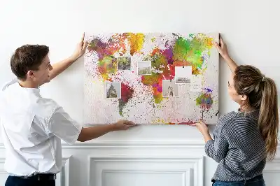 Memobord van kurk Aquarel geschilderde continenten