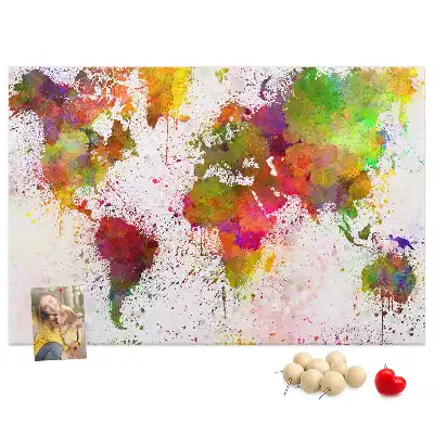 Memobord van kurk Aquarel geschilderde continenten