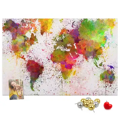 Memobord van kurk Aquarel geschilderde continenten