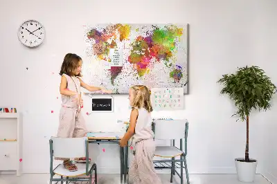 Memobord van kurk Aquarel geschilderde continenten
