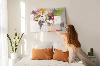 Memobord van kurk Aquarel geschilderde continenten