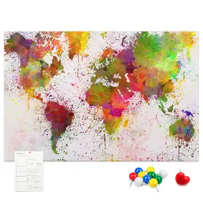 Memobord van kurk Aquarel geschilderde continenten