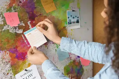 Memobord van kurk Aquarel geschilderde continenten