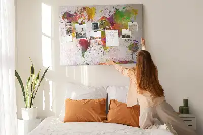 Memobord van kurk Aquarel geschilderde continenten