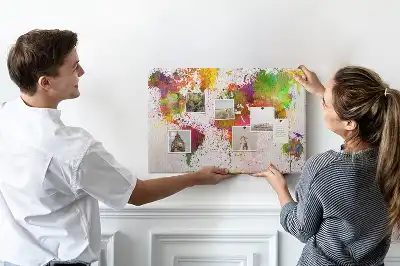 Memobord van kurk Aquarel geschilderde continenten