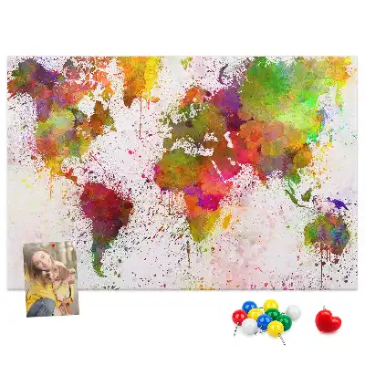 Memobord van kurk Aquarel geschilderde continenten