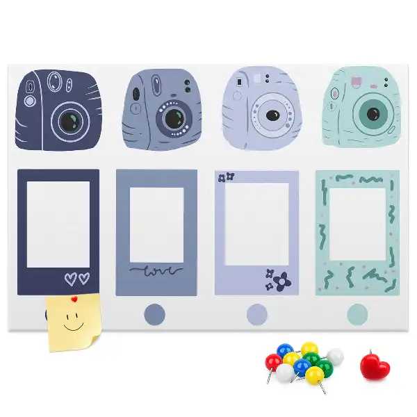 Memobord van kurk Polaroid lijstjes