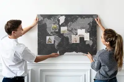 Memobord van kurk Elegante wereldbol in zwart