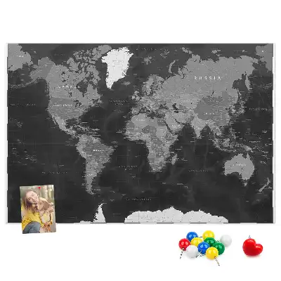 Memobord van kurk Elegante wereldbol in zwart