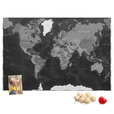 Memobord van kurk Elegante wereldbol in zwart
