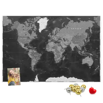 Memobord van kurk Elegante wereldbol in zwart
