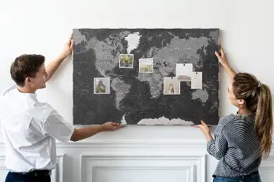 Memobord van kurk Elegante wereldbol in zwart