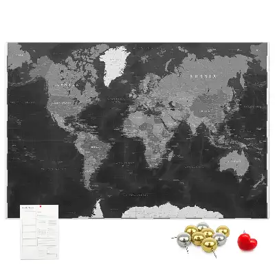 Memobord van kurk Elegante wereldbol in zwart