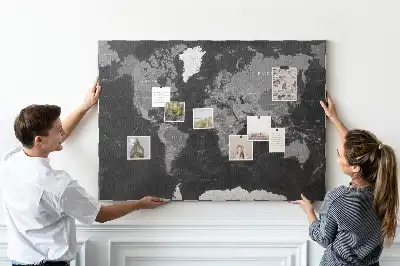 Memobord van kurk Elegante wereldbol in zwart