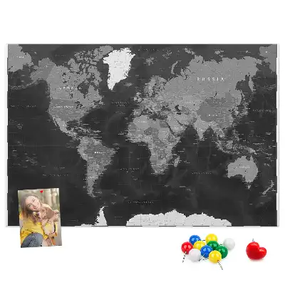 Memobord van kurk Elegante wereldbol in zwart