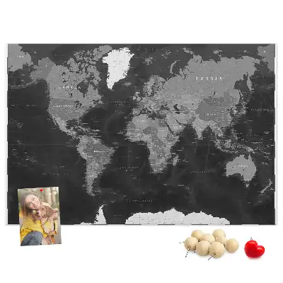 Memobord van kurk Elegante wereldbol in zwart