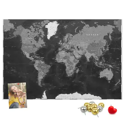Memobord van kurk Elegante wereldbol in zwart