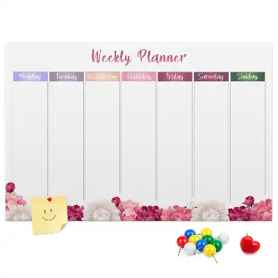 Kurken memobord weekplanner met bloemenprint