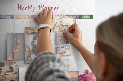 Memobord van kurk Weekplanner bloemen