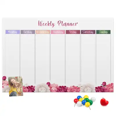 Memobord van kurk Weekplanner bloemen