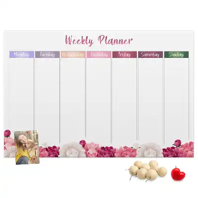 Memobord van kurk Weekplanner bloemen