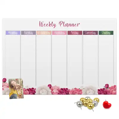 Memobord van kurk Weekplanner bloemen