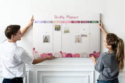 Memobord van kurk Weekplanner bloemen