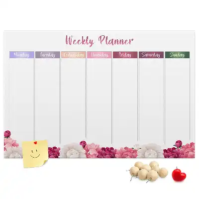 Memobord van kurk Weekplanner bloemen