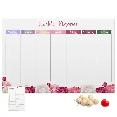 Memobord van kurk Weekplanner bloemen