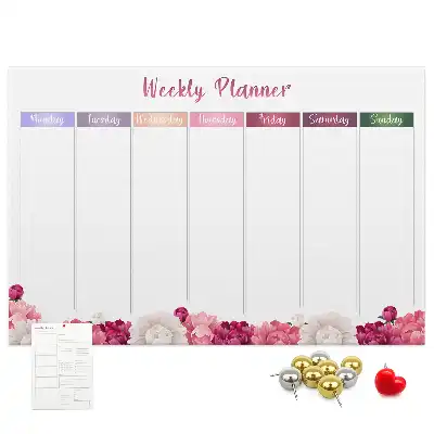 Memobord van kurk Weekplanner bloemen